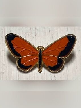 Orange Gold Monarch Butterfly Brooch Pin Accessory Vintage Fairy Boho Eclectic
